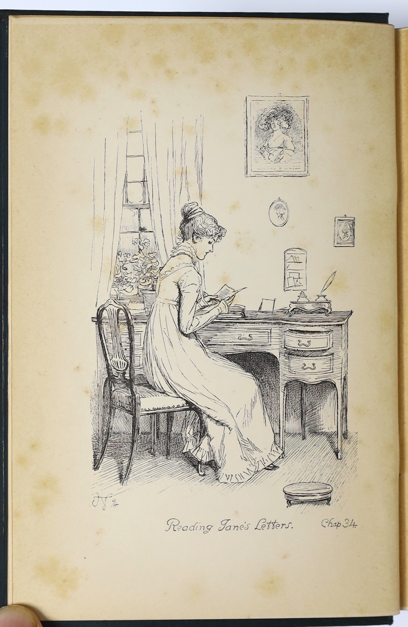 Austen, Jane - Pride and Prejudice, 1st peacock edition, with a preface by George Saintsbury, illustrated with 160 line drawings by Hugh Thomson, 8vo, original dark blue/green cloth gilt, half title with neat ink ownersh